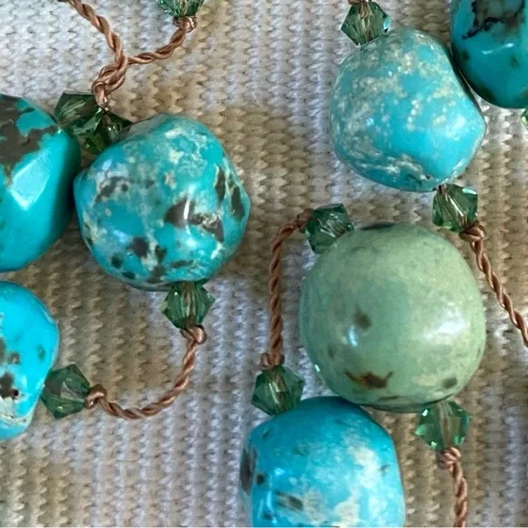 MARGO MORRISON TURQUOISE NECKLACE 36” HANDMADE